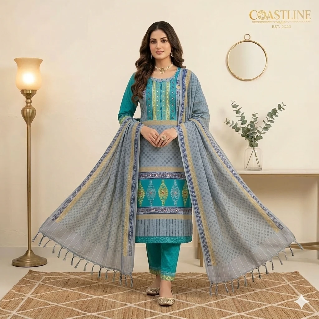 Sky Blue Grey Premium 3-Piece Set